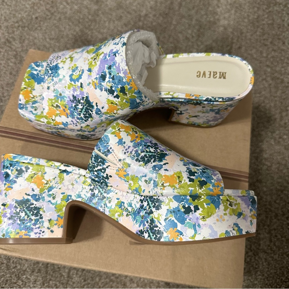 Anthropologie Maeve Platform heels floral blocked heel size 37 - Picture 3 of 11